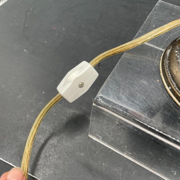 Andrea by Sadek Pink Frosted Trumpet Accent Lamp Brass Base Works - Picture 11 of 12